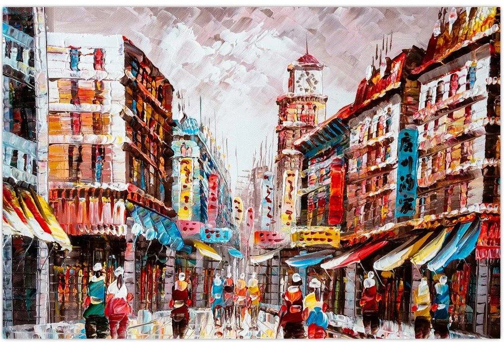 Tablou - Hong Kong, pictură în ulei (90x60 cm)