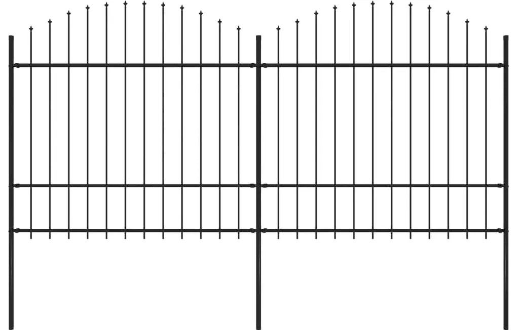 vidaXL Gard de grădină cu vârf tip suliță din oțel, 359x175 cm, negru