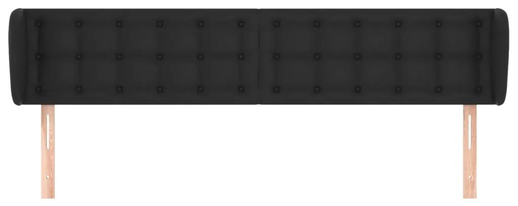 Tablie de pat cu aripioare negru 203x23x78 88cm piele ecologica 1, Negru, 203 x 23 x 78 88 cm