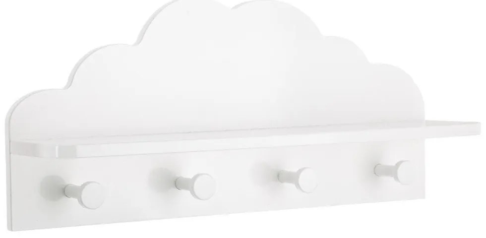 Raft cu 4 umerașe CLOUD, 48 x 22 x 12 cm, alb