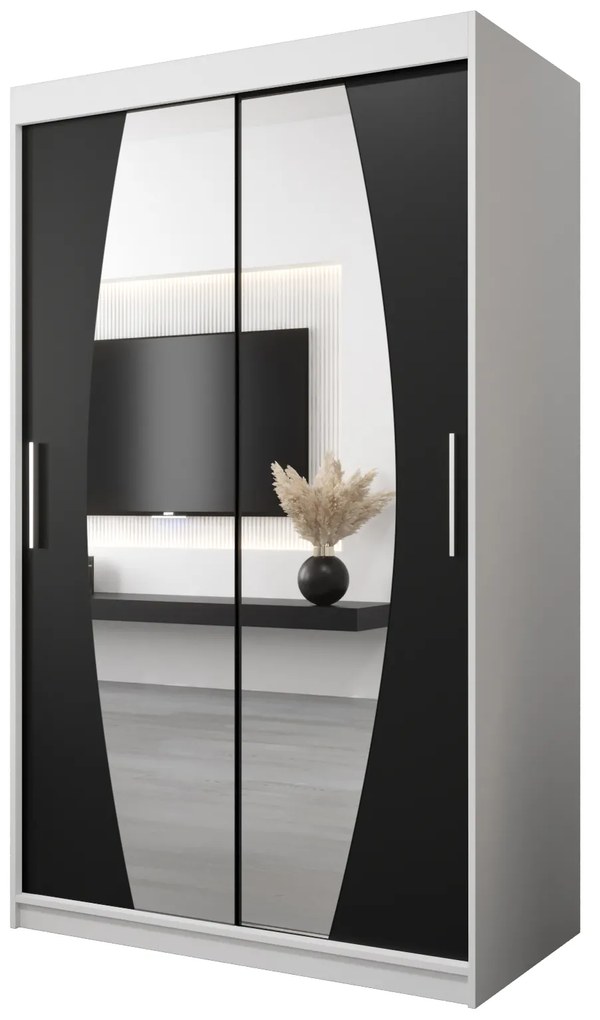 Dulap de haine 120 cm Eclipse (Alb mat + Negru mat). 1063386