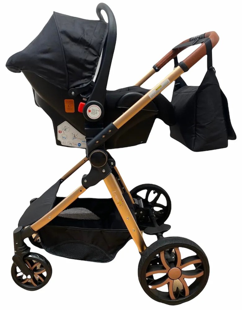Carucior 3 in 1 transformabil in mod sport cu landou si geanta, 0-36 luni, Negru - CPC-12-negru