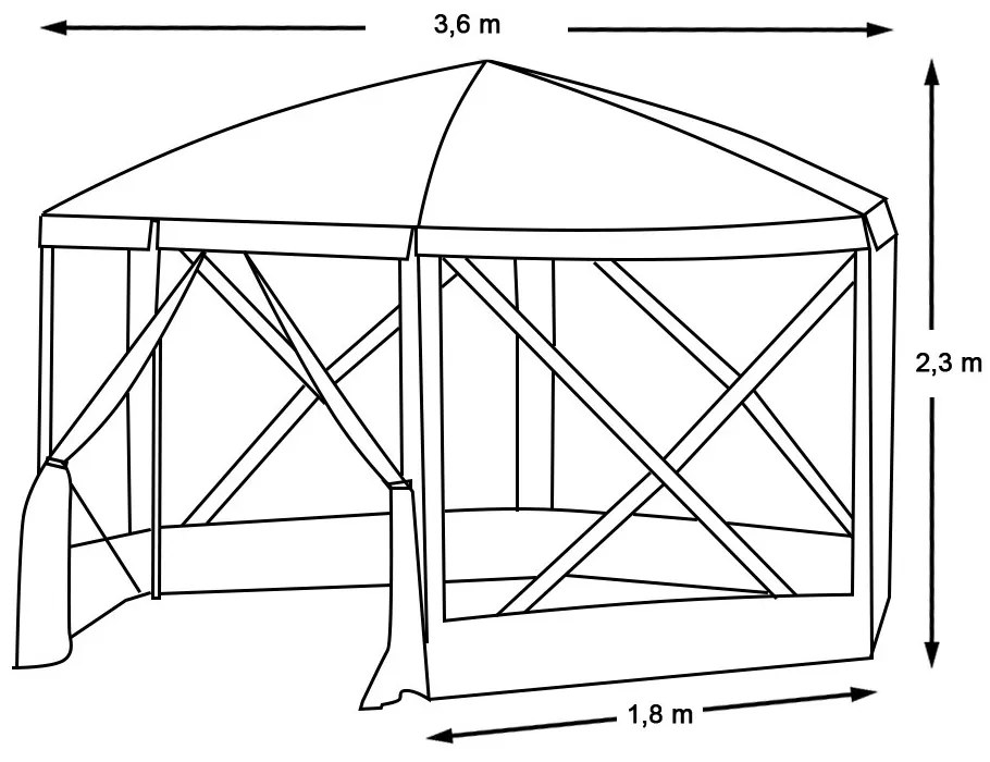 Cort de camping impermeabil pentru 8 persoane cu depozitare și plasă anti-insecte