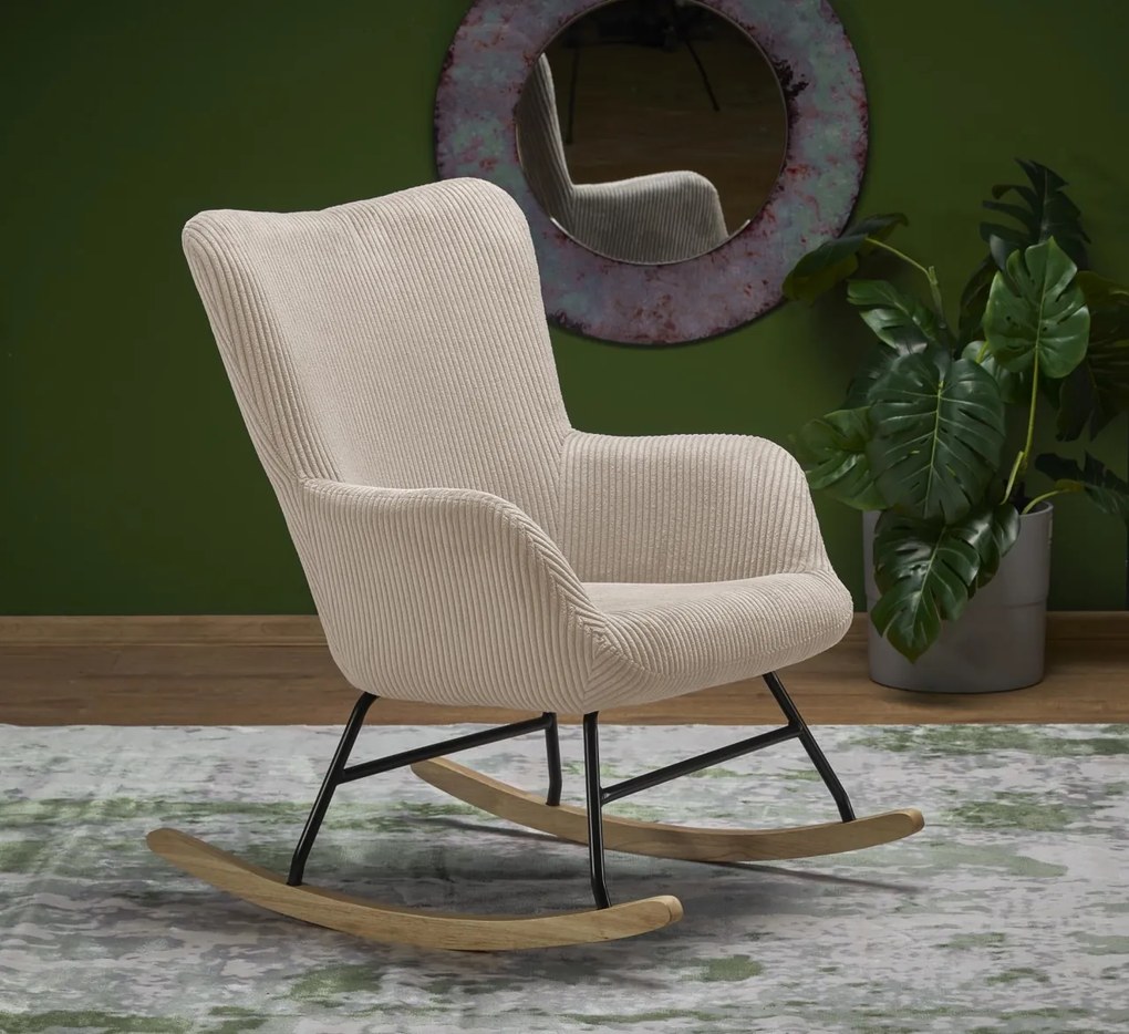 Fotoliu tip balansoar Belmiro velvet crem H92 cm