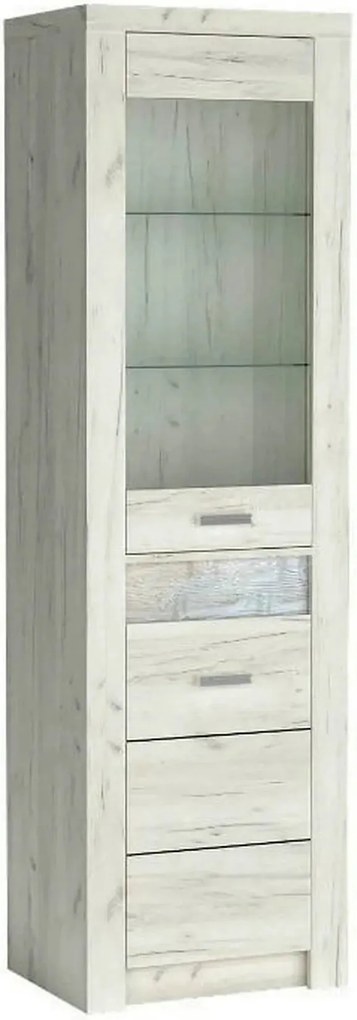 Vitrina INDIANAPOLIS I4, stejar craft alb, PAL laminat/furnir ABS/meta