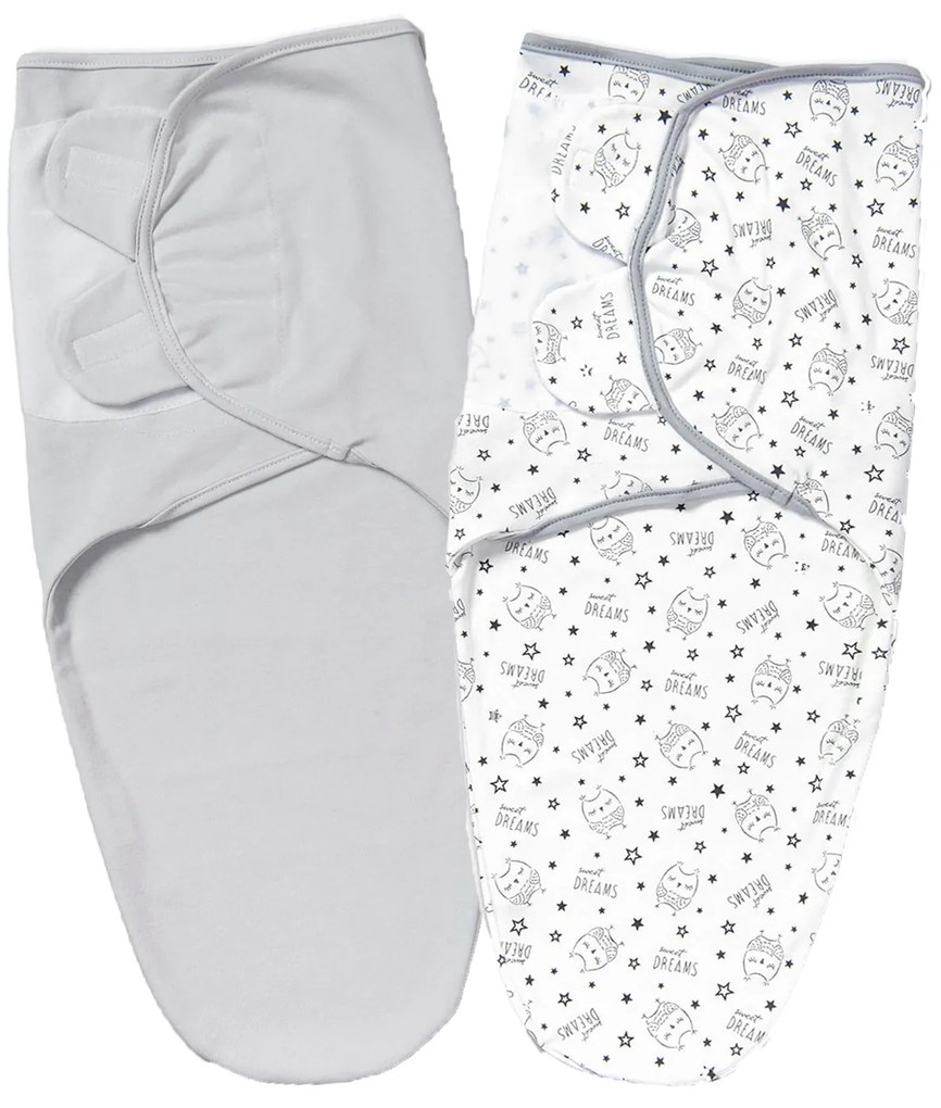 Set 2 sisteme de infasat reglabil din bumbac 0-3 luni Kidizi Grey Owly