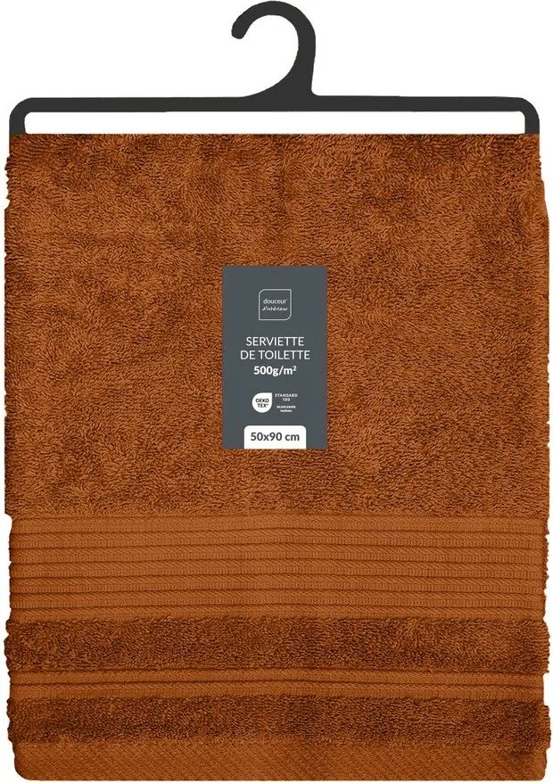 Prosop teracotă din bumbac din frotir 50x90 cm Tendresse – douceur d'intérieur