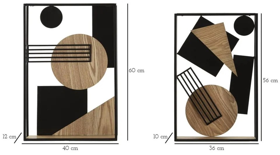 Rafturi negre/în culoare naturală 2 buc. 40 cm Picassy – Mauro Ferretti