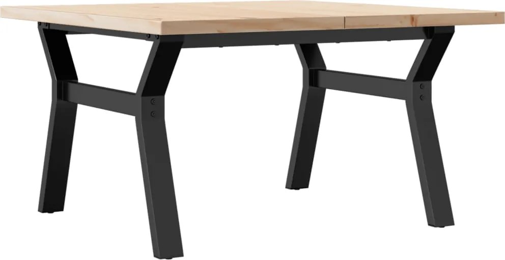 vidaXL Masă de cafea, cadru Y, 80x80x45,5 cm, lemn masiv pin și Oţel