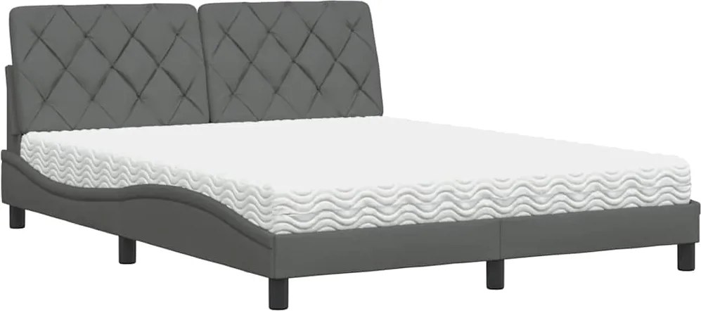 vidaXL Pat cu saltea, gri închis, 160x200 cm, țesătură