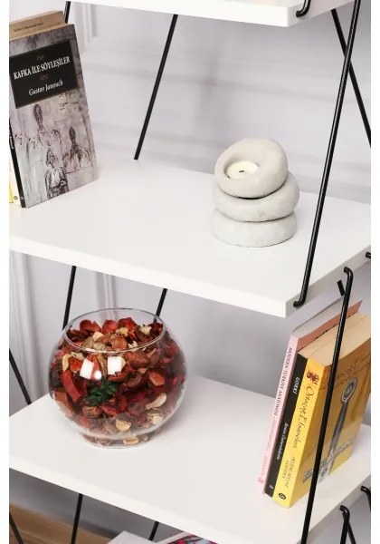 Bibliotecă BALABAN 165x48 cm albă/neagră