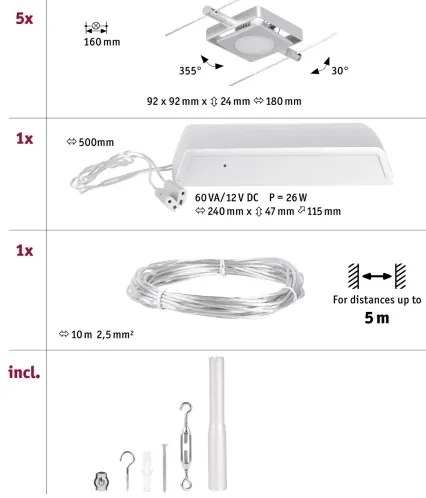 Paulmann 94420 - Set 5x LED 4,5W spot MAC 230V crom mat satinat