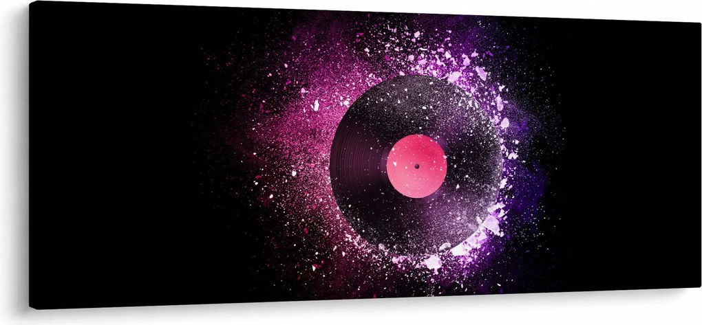 Tablou - Disc de vinil roz-violet (120x50 cm)