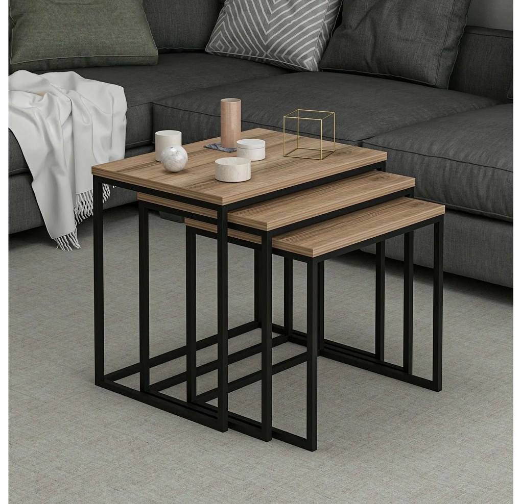 Set 3buc. măsuțe cafea Losuku 7 (Nuc) . 1094350