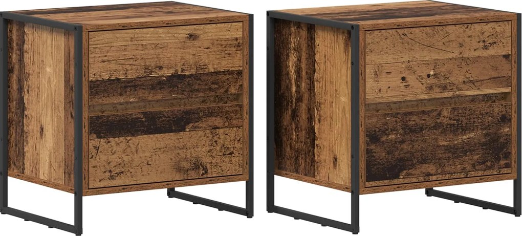 vidaXL Noptieră 2 pcs Lemn Vechi 50 x 39.5 x 50 cm Lemn compozit