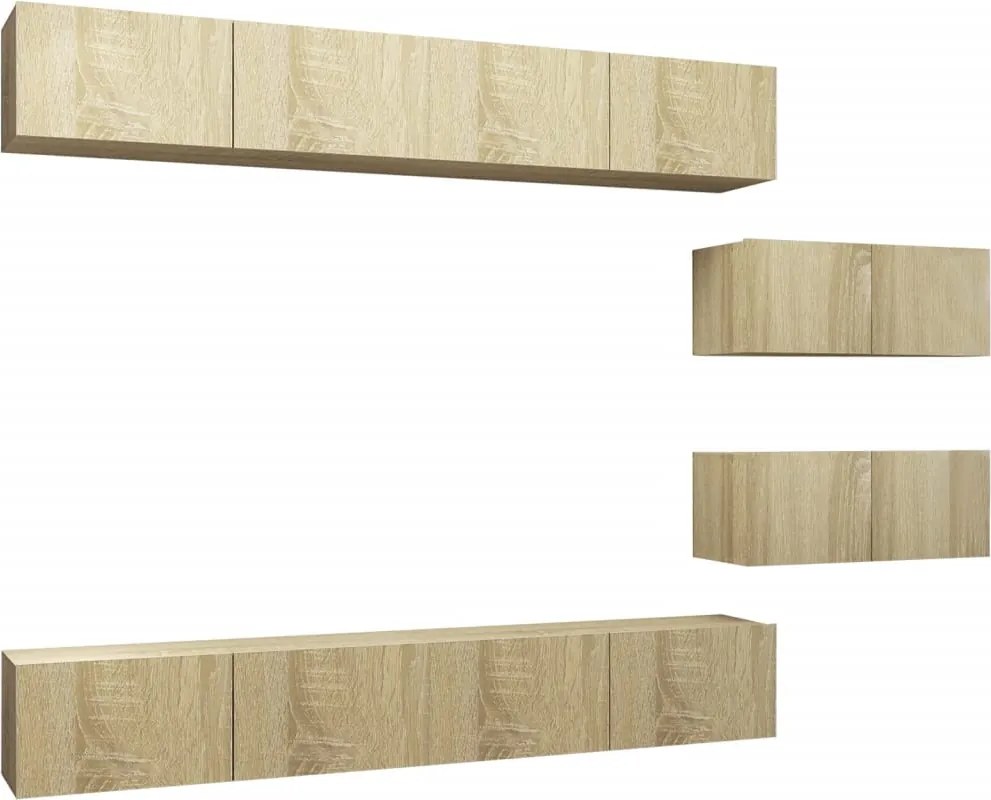 vidaXL Set de dulapuri TV, 6 piese, stejar sonoma, lemn prelucrat