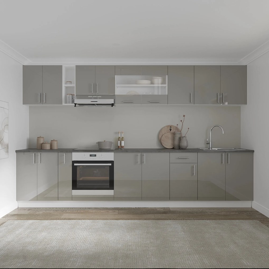 Corp Baza Karo, 2 Usi, Gri Lucios/Alb, MDF, 60 x 50 x 80 cm