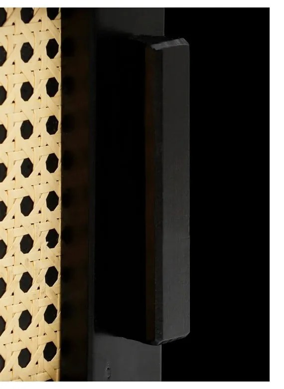 Comodă din lemn de pin cu uși din ratan Støraa Jolene, lățime 90 cm, negru