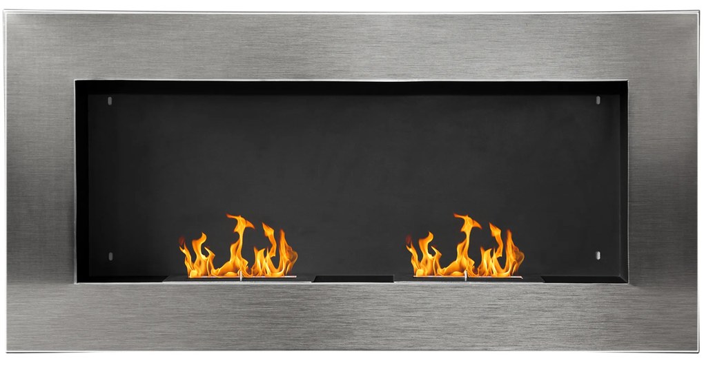 HOMCOM Semineu pe Bioetanol incalzitor Realizat din Inox cu 2 Arzătoare, aparat de incalzire ecologic 110x54x14cm  Aosom |Romania