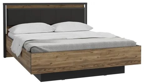 Pat dublu OREN 160x200 cm cu spațiu de depozitare maro/negru