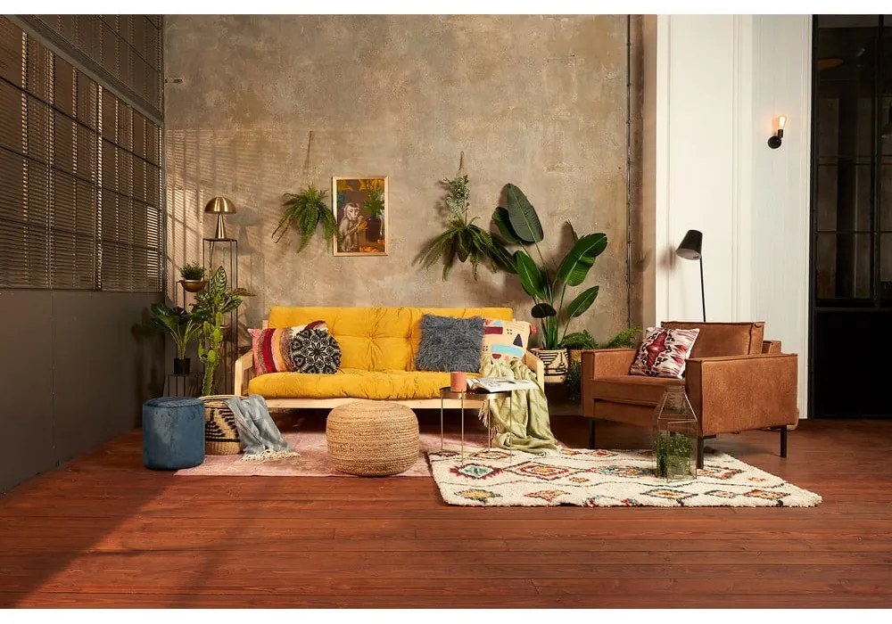 Canapea variabilă cu tapițerie din catifea reiată Karup Design Grab Raw/Pale Blue