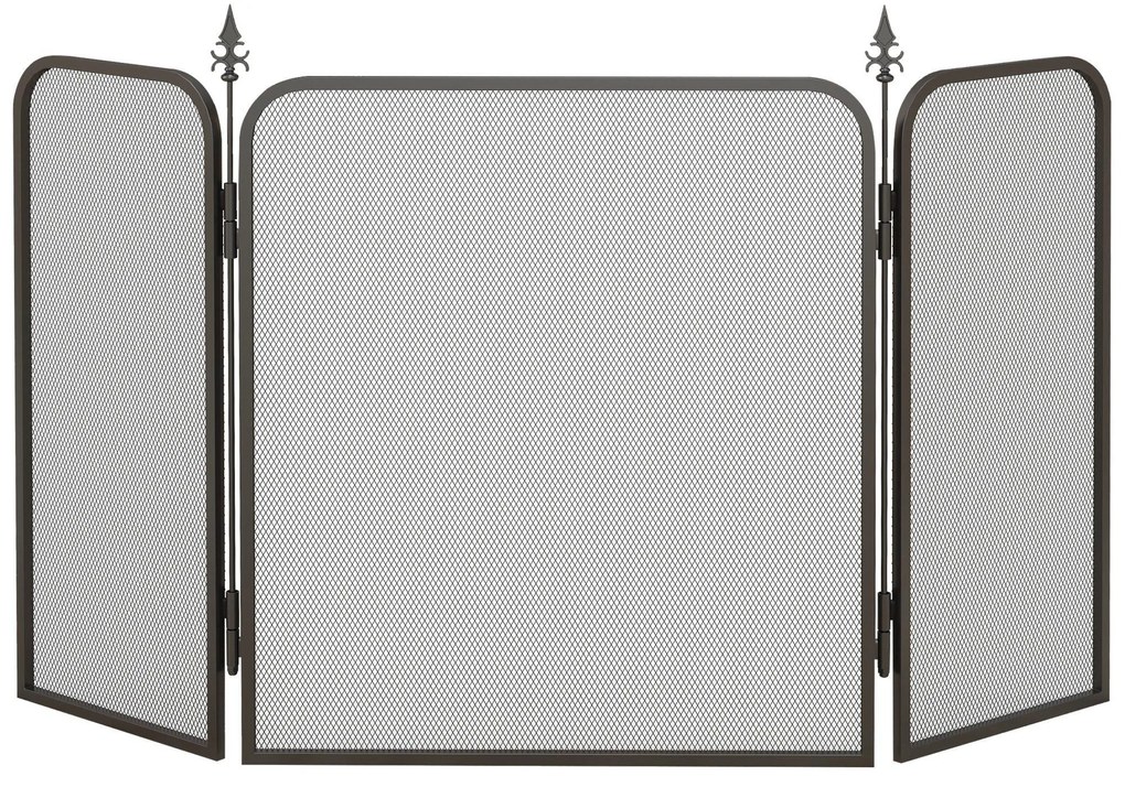 HOMCOM Paravan Pliant pentru Șemineu cu 3 Panouri, Paravan de Protecție din Metal, 96x1,3x56 cm, Negru | Aosom Romania