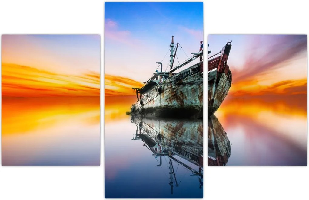 Tablou - Zori peste un naufragiu (90x60 cm)