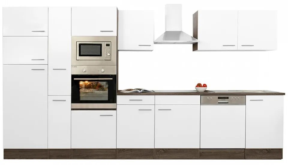 Mobilă de bucătărie Yorki 370, corp din stejar Yorki, cu față alb satinat