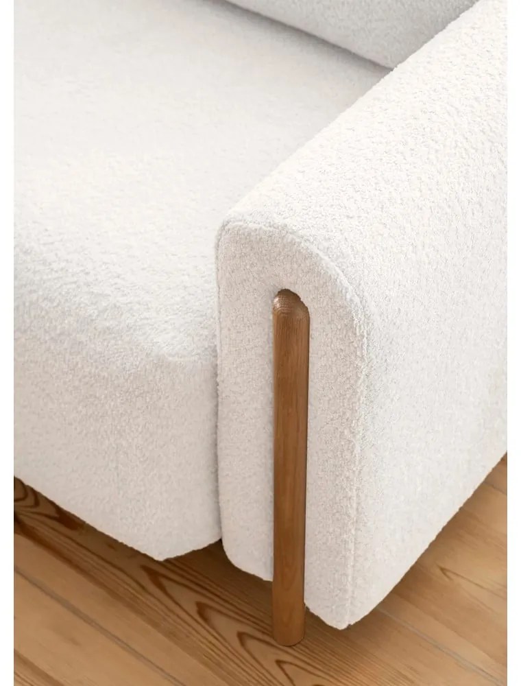 Canapea crem extensibilă/cu spațiu de depozitare cu tapițerie din țesătură bouclé 244 cm Arcadova – ELTAP