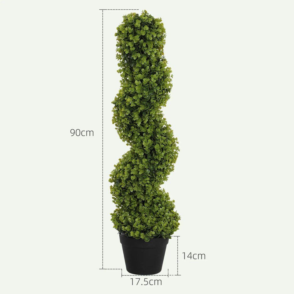 HOMCOM Plantă Artificială Eucalipt Spiralat cu Ghiveci Inclus Rezistent la Raze UV, Ø17,5x90 cm, Verde | Aosom Romania