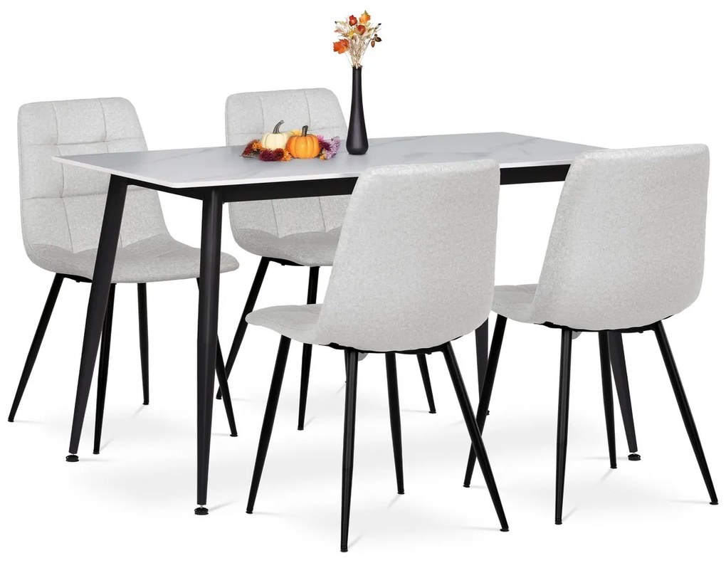 Set de masă din ceramică sinterizată și metal, 5piese, alb