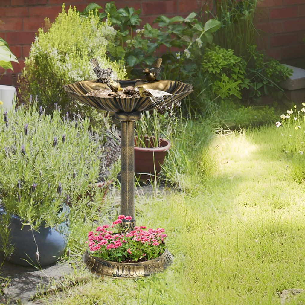 Outsunny Baie pentru păsări de grădină exterior 81 cm cu design în formă de scoică și finisaj patinat, ușoară și rezistentă, bronz | Aosom Romania