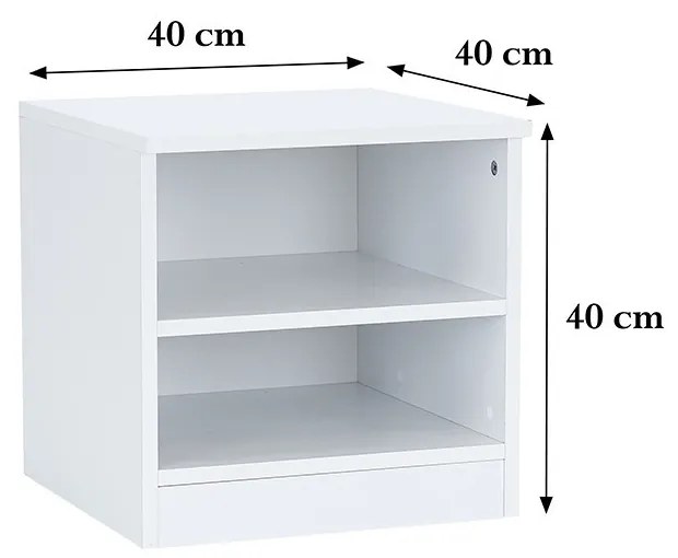 Noptieră Miami deschisă 40x40 cm alb-alb