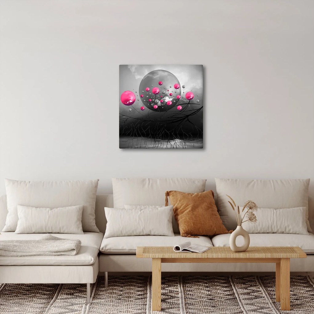 Tabloul cu bile abstracte roz (30x30 cm)
