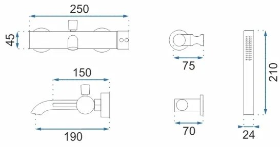 Set pentru cadă LUNGO, auriu periat - REA-B8010