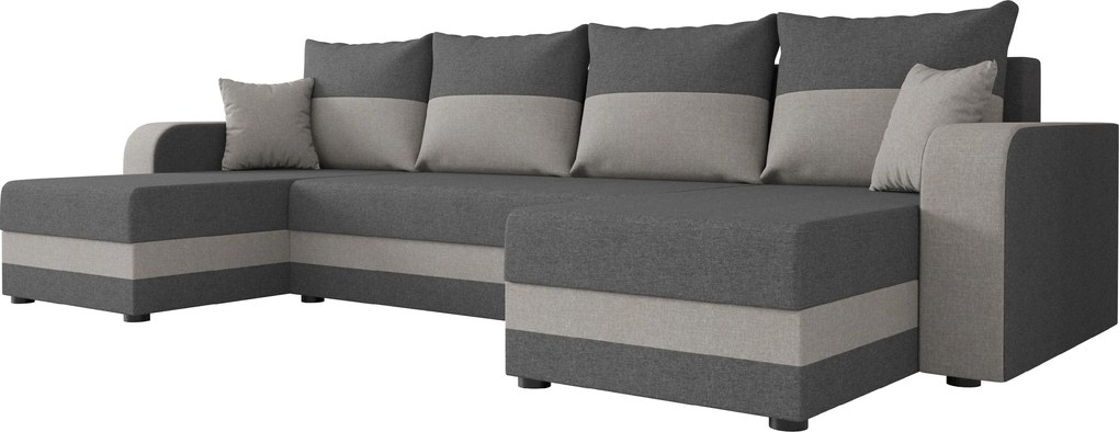 Coltar extensibil in forma de U VALERIO, gri inchis/gri deschis, 305x140 cm