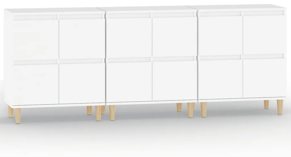 vidaXL Dulapuri, 3 buc, alb, 60x35x70 cm, lemn prelucrat
