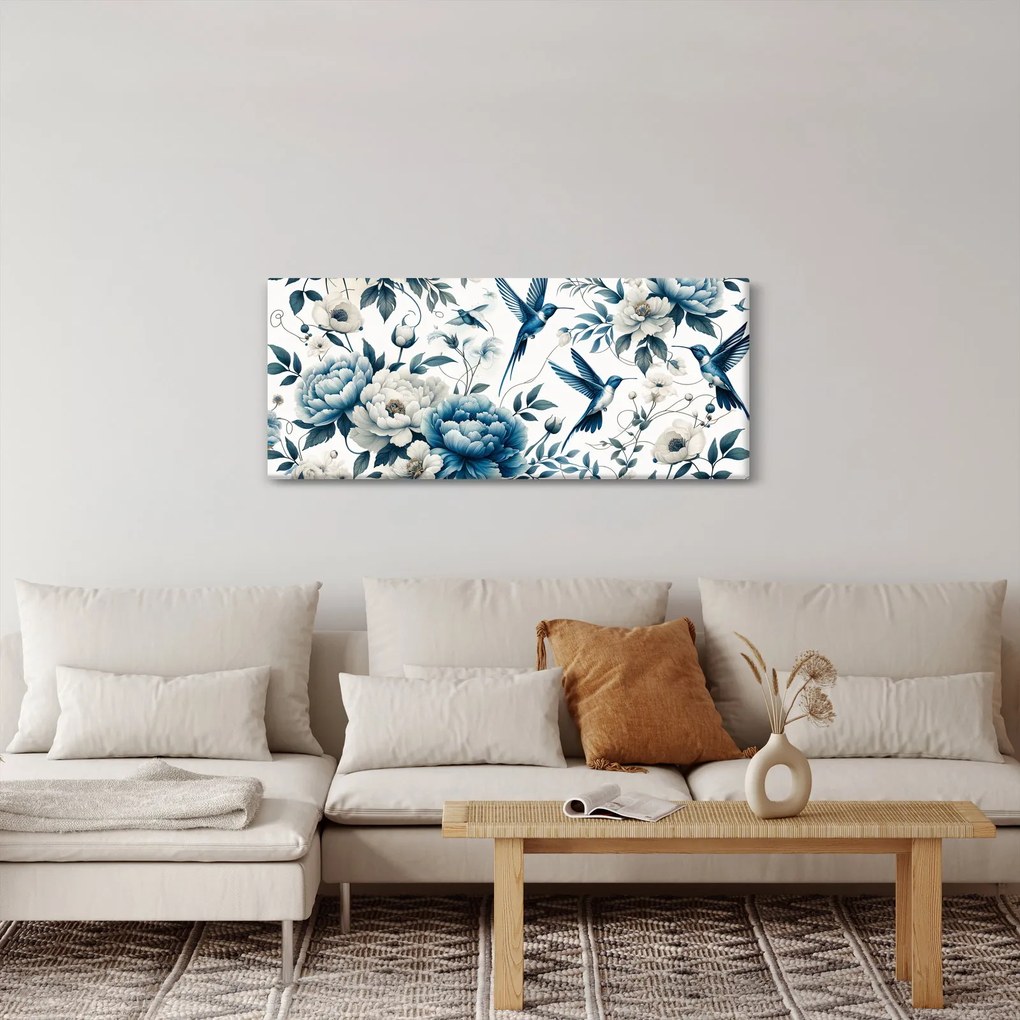 Tablou - Colibri cu flori (120x50 cm)
