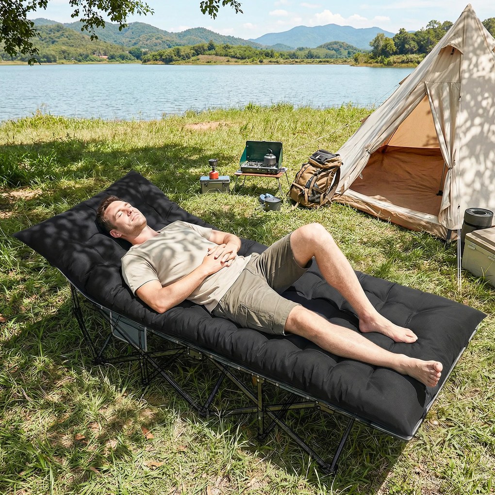 Outsunny Saltea de Camping Pliabilă Portabilă cu Curele Antiderapantă pentru Pat de Camping Cort Călătorii Negru | Aosom Romania