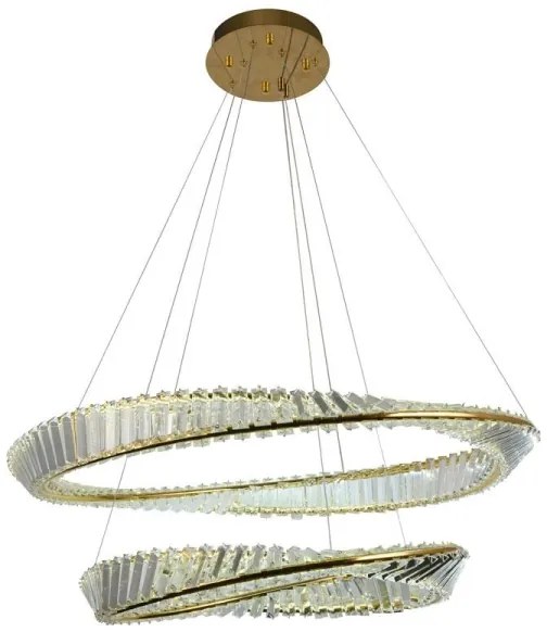 Lustră LED dimabilă pe cablu LED/90W/230V 3000-6500K auriu/crom + telecomandă