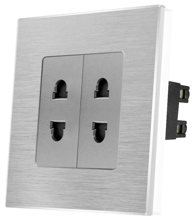 Priza Dubla cu Module Inguste cu Rama din Aluminiu LUXION