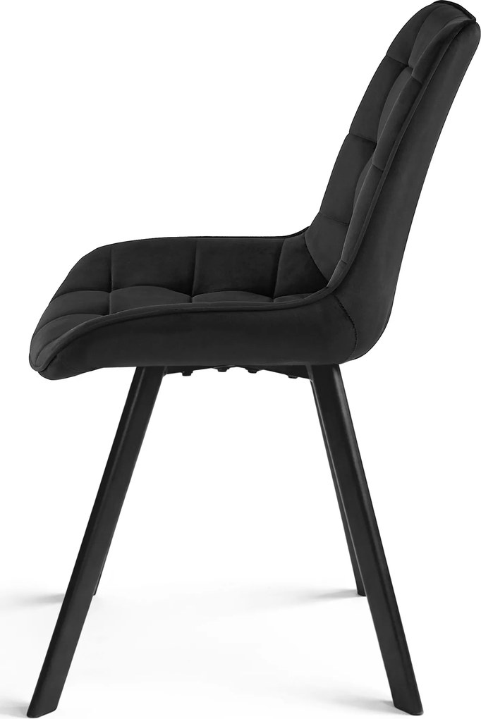 Scaun de dining SORIA VELVET cu picioare negre, neagra