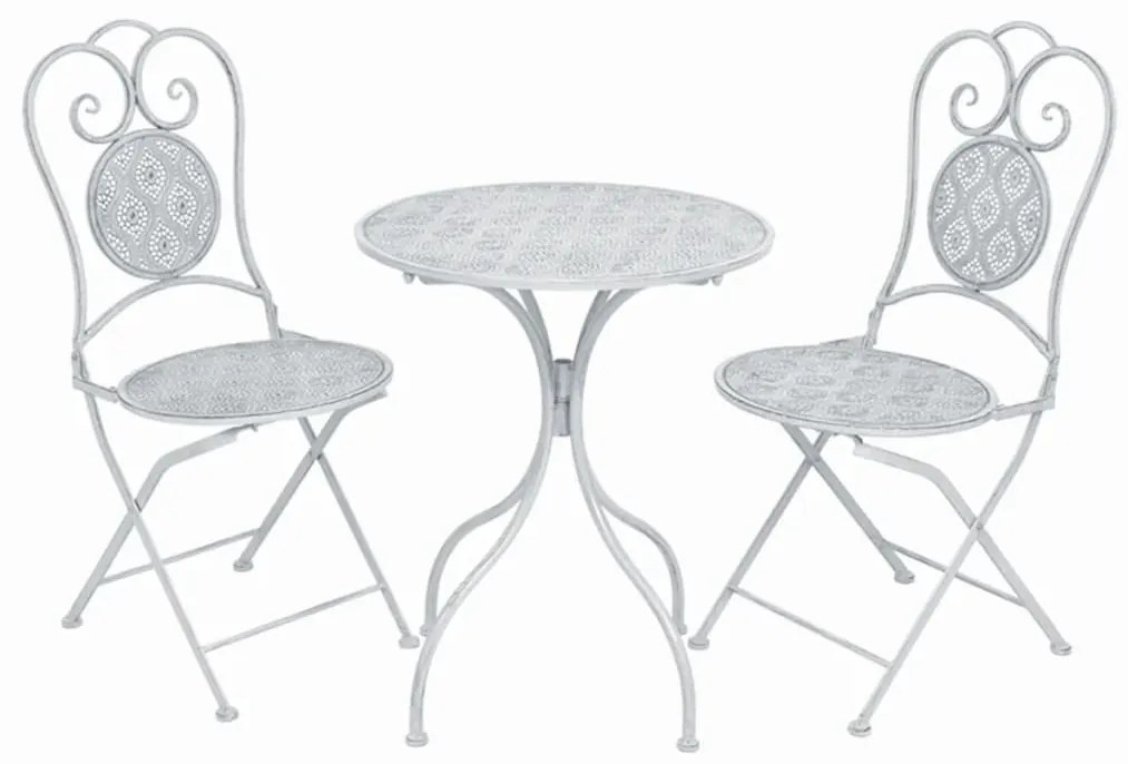 vidaXL Set mobilier de bistro, 3 piese, alb cenușiu, oțel
