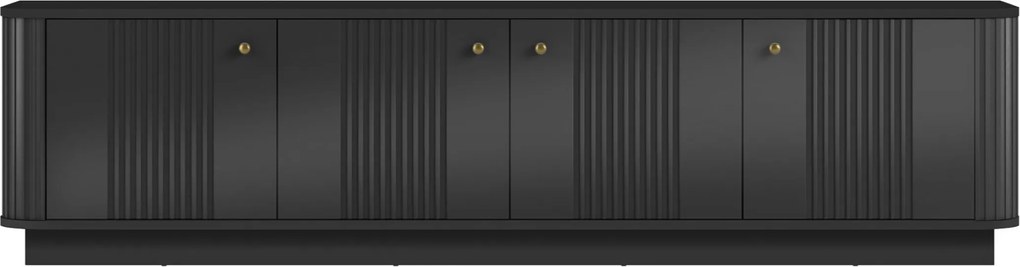 Comodă TV Vesper 4D 187 cm - negru / mânere aurii