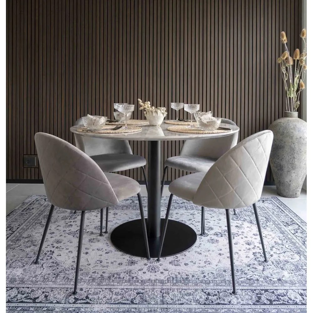 Masă de dining rotundă cu blat cu aspect de marmură ø 110 cm Bolzano – House Nordic