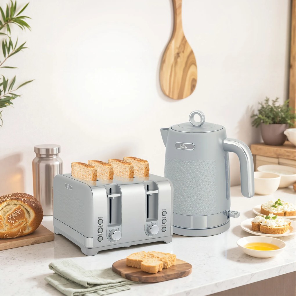 HOMCOM Set fierbător și prăjitor, fierbător rapid 1,7L 2200W cu termostat | Aosom Romania