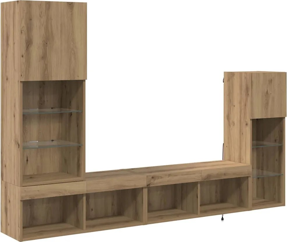 vidaXL Unități pentru Pereți de TV Pe perete 4 pcs Stejar Artizanal