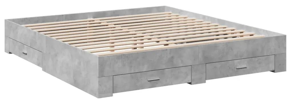 3280366 vidaXL Cadru de pat cu sertare, gri beton, 180x200 cm, lemn prelucrat