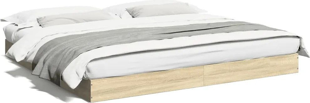 vidaXL Cadru pat fără saltea stejar sonoma, 180x200cm, lemn prelucrat