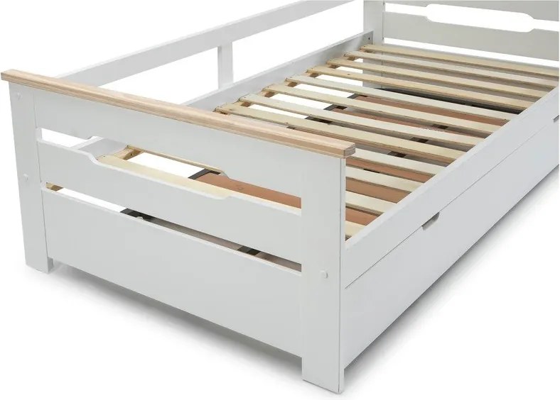 Pat cu extensie din lemn de pin alb pentru copii 90x190 cm Elisa - Marckeric